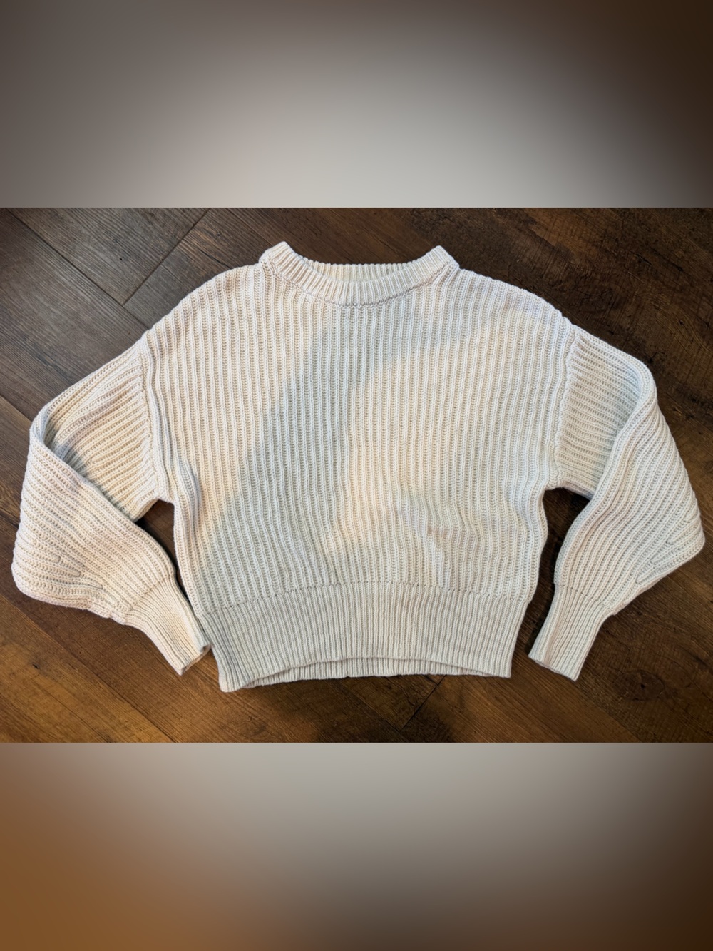 a new day Cream Ribbed Crewneck Sweater